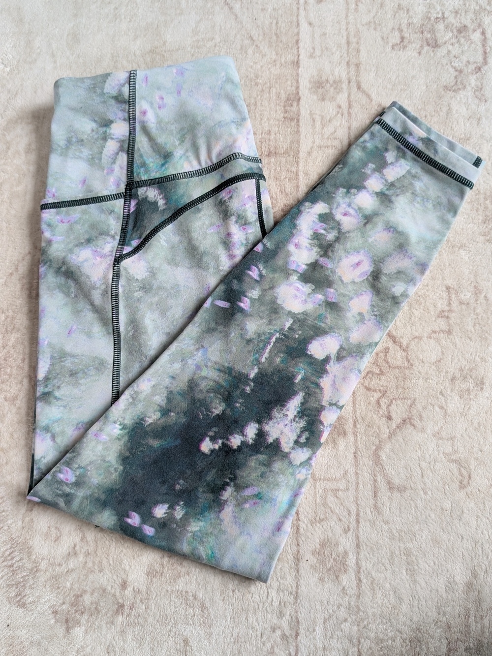 Sweaty Betty Floral Leggings in Green and Pink, Size US 6